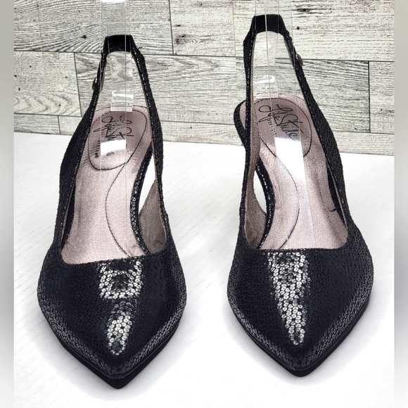 Life Stride Flex Soft System 7W Black Low Pump Slingback Comfort Work Dress Shoe - Picture 1 of 9